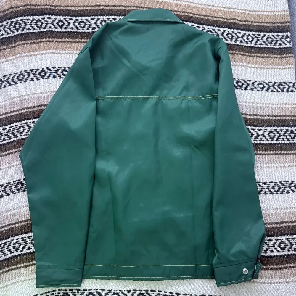 Vintage 80's Swingster Green Dekalb Seed Farmer Shacket Nylon Snap Jacket Sz L